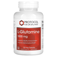 L-глютамин, L-Glutamine, Protocol for Life Balance, 1000 мг, 120 растительных капсул