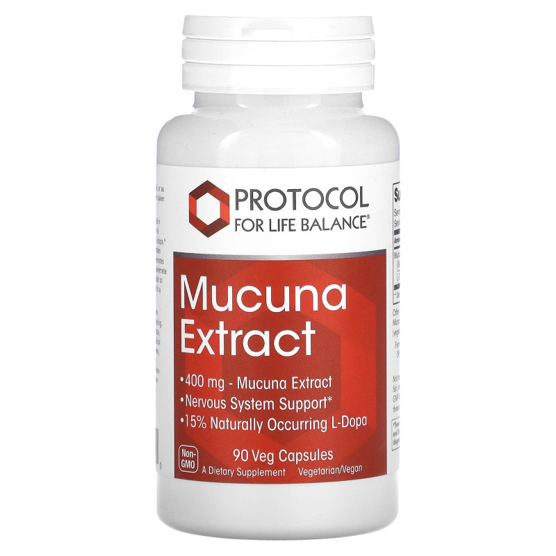 Мукуна, Mucuna Extract, Protocol for Life Balance, экстракт, 400 мг, 90 растительных капсул