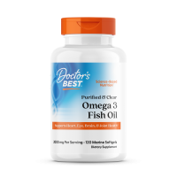 Риб'ячий жир омега-3, Omega 3 Fish Oil, Doctor's Best, очищений і прозорий, 2000 мг, 120 гелевих капсул з морською водою (1000 мг на капсулу)