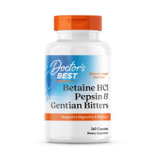 Бетаїн гідрохлорид і пепсин, Betaine HCl, Doctor's Best, 360 капсул