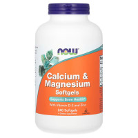 Кальций и магний, Calcium & Magnesium, NOW Foods, с витамином D-3 и цинком, 240 гелевых капсул