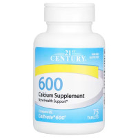 Кальций для костей, Calcium Supplement, 21st Century, 600 мг, 75 таблеток