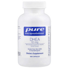 ДГЭА, DHEA, Pure Encapsulations, поддержка иммунитета, сжигания жира, гормонального баланса и эмоционального благополучия, 10 мг, 180 капсул