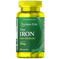 Залізо, Easy Iron (Glycinate), Puritan's Pride, 28 мг, 30 гелевих капсул