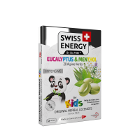 Льодяники від застуди, для дітей, Herbal Lozenges Blister 20 herbs + Eucalyptus and Menthol for kids, Swiss Energy, від кашлю, болю в горлі та закладеності носа, 20 альпійських трав, ментол та евкаліпт, 12 трав'яних льодяників