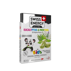 Леденцы от простуды, для детей, Herbal Lozenges Blister 20 herbs + Eucalyptus and Menthol for kids, Swiss Energy, от кашля, боли в горле и заложенности носа, 20 альпийский трав, ментол и эвкалипт, 12 травяных леденцов