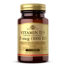 Витамин D3 (холекальциферол), Vitamin D3, Solgar, 25 мкг (1000 МЕ), 90 таблеток