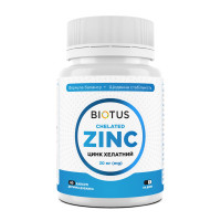 Хелатний цинк, Chelated Zinc, Biotus, 30 мг, 60 капсул