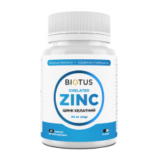 Хелатний цинк, Chelated Zinc, Biotus, 30 мг, 60 капсул