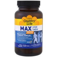 Мультивітаміни для чоловіків, Multivitamin & Mineral, Country Life, без заліза, 120 таблеток