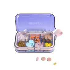 Органайзер для таблеток на 7 отделений, 7 Case Pill Organizer Pill Box & Travel Pill Case, MEMOSAN, фиолетовый