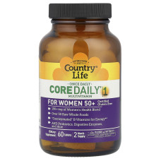 Витамины для женщин 50+, Core Daily-1 Multivitamins, Country Life, 1 в день, 60 таблеток