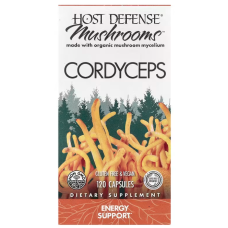 Кордицепс, Cordyceps, Host Defense, для защиты организма, энергетическая поддержка, 1 г, 120 вегетарианских капсул