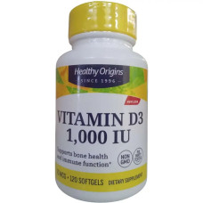 Витамин D3 в масле МСТ, Vitamin D3 in MCT Oil, Healthy Origins, 1000 МЕ, 120 гелевых капсул