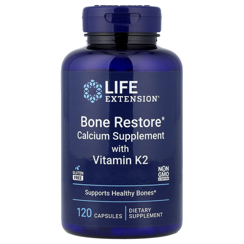 Восстановление костей + К2, Bone Restore, Life Extension, 120 капсул
