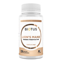 Ежовик гребенчатый, Lion's Mane, Biotus, 1000 мг, 60 капсул