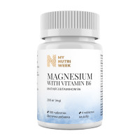 Магний с витамином В6, Magnesium with Vitamin B6, My Nutri Week, 200 мг, 100 таблеток (50 мг в таблетке)
