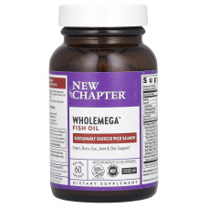 Жир аляскинского лосося, Wholemega Fish Oil, New Chapter, 60 гелевых капсул
