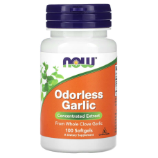Часник, Odorless Garlic, Now Foods, без запаху, концентрований екстракт, 100 м'яких капсул (25 мг в м'якій капсулі)