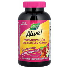 Мультивитамины для женщин старше 50 лет, Women's 50+ Gummy, Nature's Way, Alive!, смесь ягод, 150 жевательных таблеток