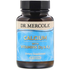 Кальцій з вітамінами D3 і К2, Calcium with Vitamins D3 & K2, Dr. Mercola, 30 капсул