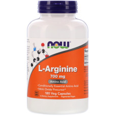L-аргинин, L-Arginine, Now Foods, 700 мг, 180 вегетарианских капсул