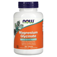 Магній гліцинат, Magnesium Glycinate, Now Foods, 200 мг, 180 таблеток (100 мг у таблетці)