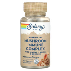 Грибной комплекс для иммунитета, Mushroom Immune Complex, Solaray, с майтаке, рейши и шиитаке, 600 мг, 100 вегетарианских капсул