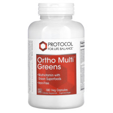 Мультивитамины и Суперфуд, Ortho Multi Greens, Protocol for Life Balance, 180 растительных капсул