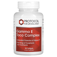 Витамин Е, Gamma E Toco Complex, Protocol for Life Balance, комплекс токоферолов, 90 гелевых капсул