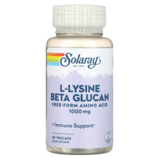 Лизин и бета-глюкан, L-Lysine & Beta Glucan, Solaray, 1000 мг, 60 капсул