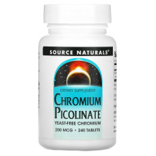 Хром піколінат, Chromium Picolinate, Source Naturals, 200 мкг, 240 таб.
