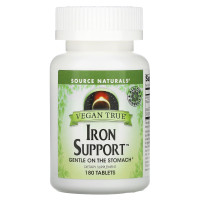 Хелат железа, Iron Support, Source Naturals, для веганов, 180 таблеток
