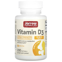 Витамин D3, холекальциферол, Vitamin D3, Jarrow Formulas, 1000 МЕ, 200 гелевых капсул