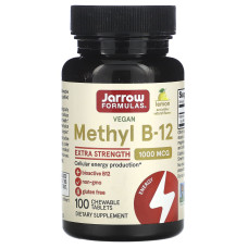 Витамин В12, Methyl B-12, Jarrow Formulas, вкус лимона, 1000 мкг, 100 жевательных таблеток
