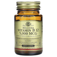 Витамин В12 (цианокобаламин), Vitamin B12, Solgar, сублингвальный, 5000 мкг, 30 таблеток