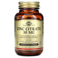 Цитрат цинка, Zinc Citrate, Solgar, 30 мг, 100 капсул