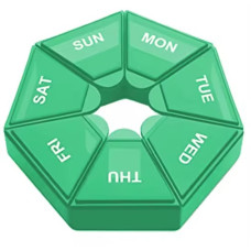 Органайзер для таблеток на 7 дней, 7 Side Pill box, MEMOSAN, темно-зеленый