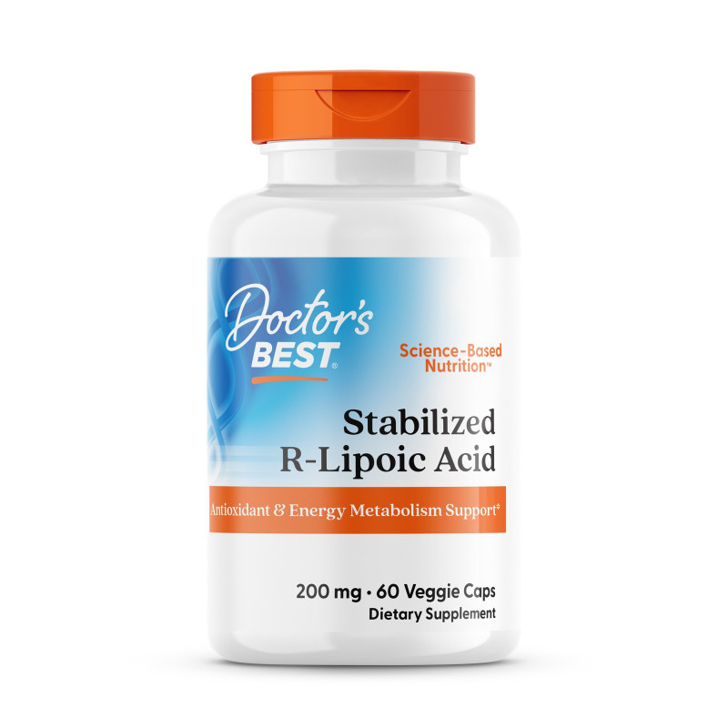 R-ліпоєва кислота, Best Stabilized R-Lipoic Acid, Doctor's Best, 200 мг, 60 вегетаріанських капсул