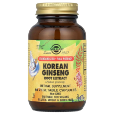 Женьшень корейский, Korean Ginseng, Solgar, экстракт корня, 60 вегетарианских капсул