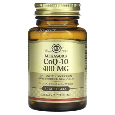 Коензим Q10, Megasorb CoQ-10, Solgar, 400 мг, 30 гелевих капсул