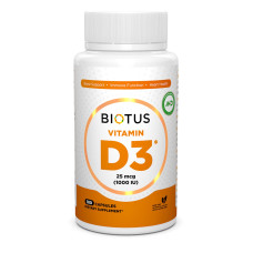 Вітамін D3, Vitamin D3, Biotus, 25 мкг (1000 МО), 180 капсул