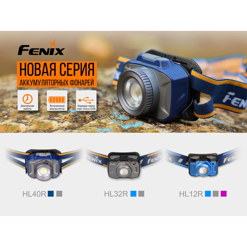Ліхтар налобний Fenix HL32R сірий