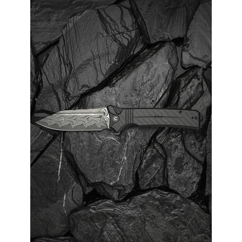 Ніж складаний туристичний Civivi Neurohaptic, (9.5 см) Damascus / Carbon Fiber & G10