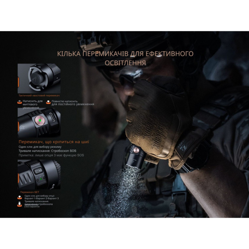 Ліхтар тактичний ручний Fenix PD35R ACE LED 2000 лм + наключний ліхтар CL01 (чорний) | Лімітована серія