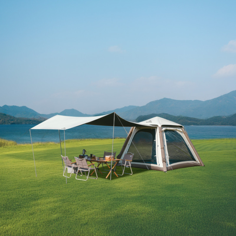 Намет чотиримісний автоматичний надувний із тентом Naturehike Ango CNK2550WS017, коричневий