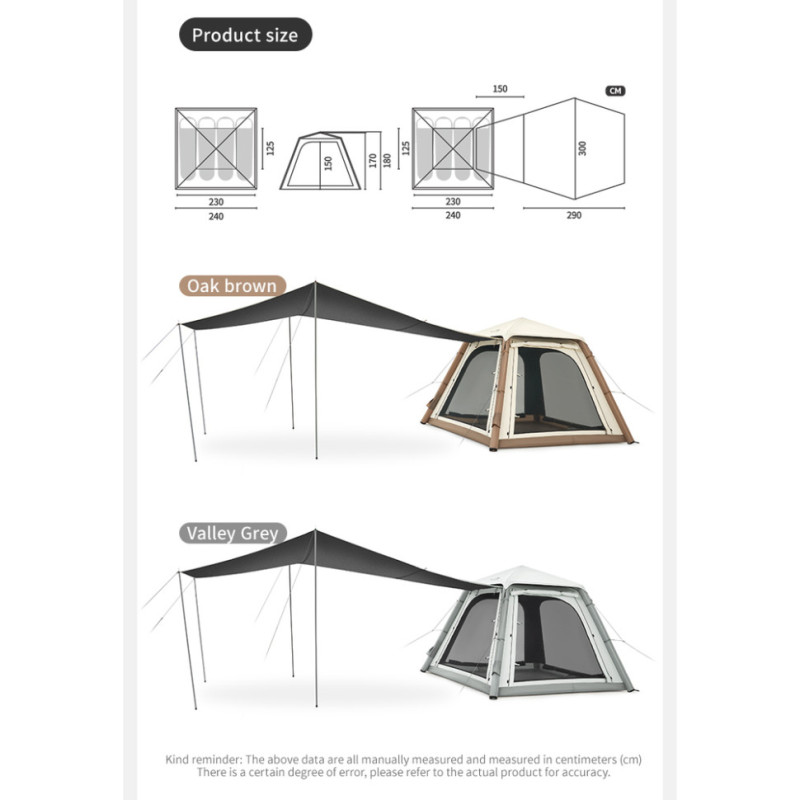 Намет чотиримісний автоматичний надувний із тентом Naturehike Ango CNK2550WS017, коричневий