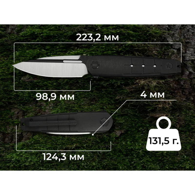 Ніж складаний туристичний Weknife Hull (9.9 см) Bohler M390 / Titanium чорний