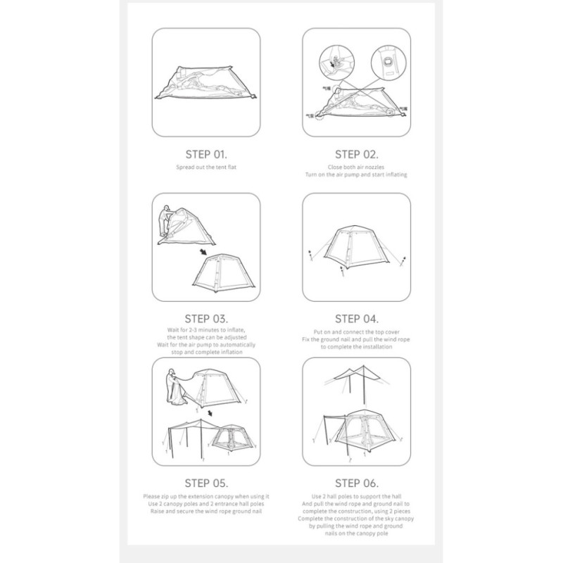 Намет чотиримісний автоматичний надувний із тентом Naturehike Ango CNK2550WS017, коричневий