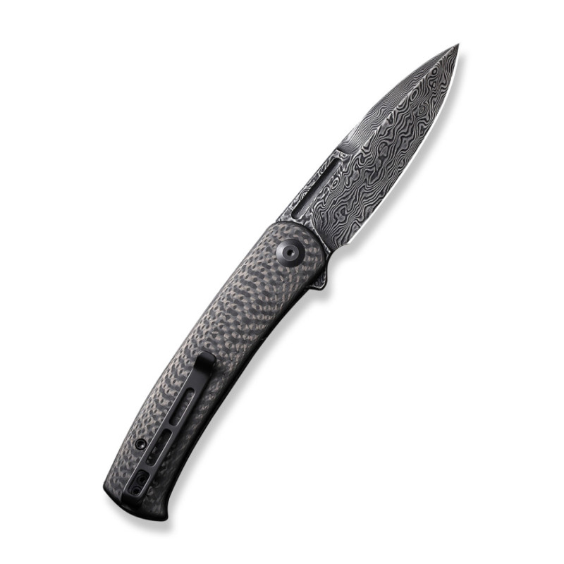 Ніж складаний туристичний Civivi Caetus Flipper, (8.8 см) Damascus / Carbon Fiber